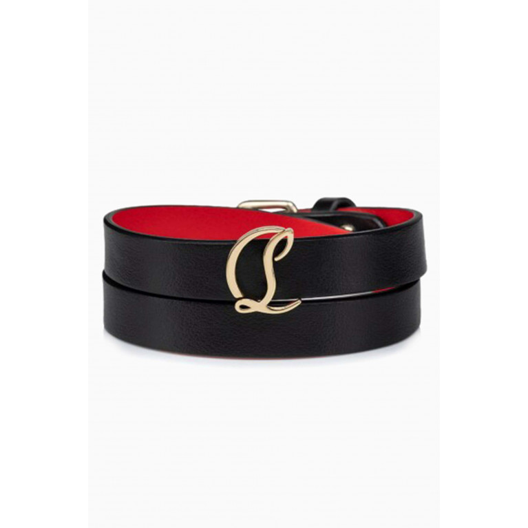 Christian Louboutin - CL Logo Double Bracelet in Calfskin Black