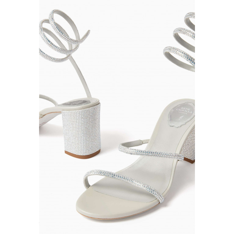 René Caovilla - Cleo 70 Block Heel Sandals in Satin