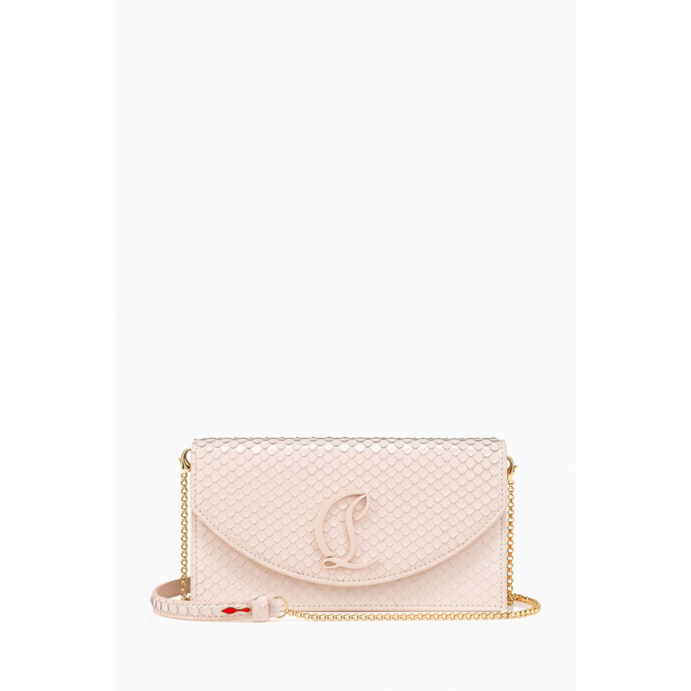 Christian Louboutin - Loubi54 Embossed Clutch Bag in Patent Leather Neutral