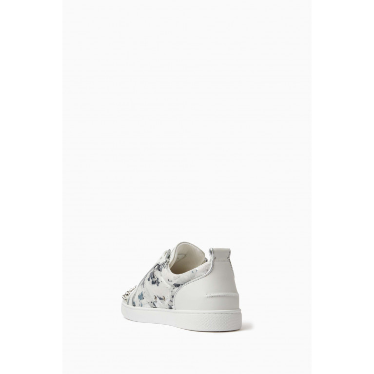 Christian Louboutin - Louis Junior Spikes Low-top Sneakers in Calf Leather White