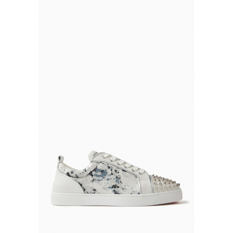 Christian Louboutin - Louis Junior Spikes Low-top Sneakers in Calf Leather White
