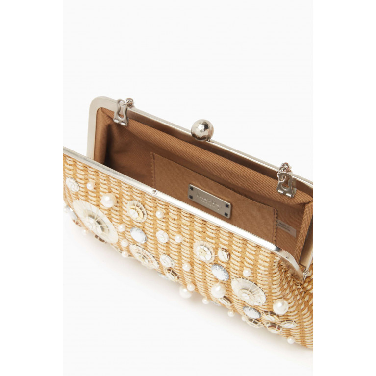 Sarah's Bag - Limpets Classic Medium Beaded Clutch in Straw