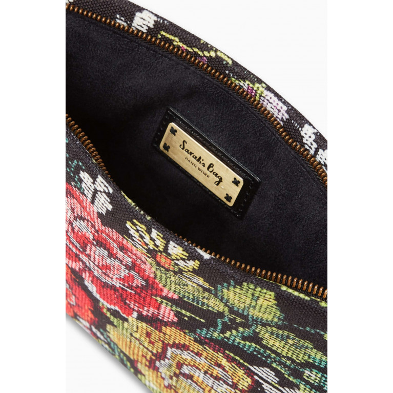 Sarah's Bag - Floral Embellished Pouch Clutch in Canvas