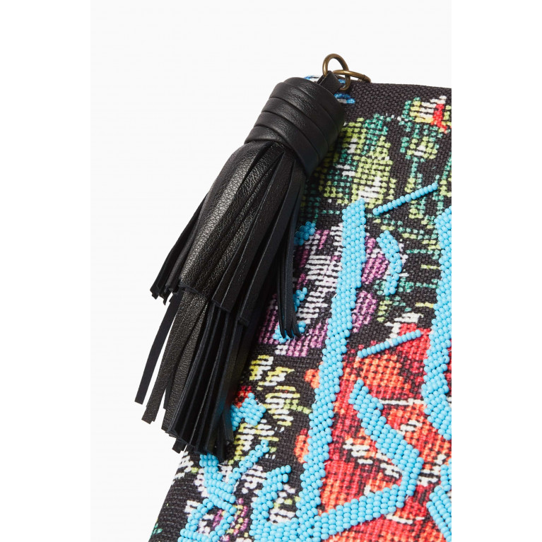 Sarah's Bag - Floral Embellished Pouch Clutch in Canvas