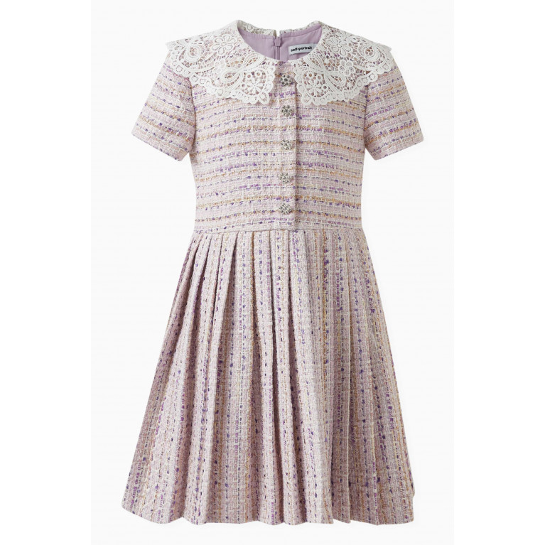 Self Portrait - Lilac Boucle Dress in Polyester