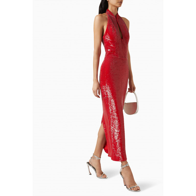 Rasario - Cut-out Midi Dress in Sequins