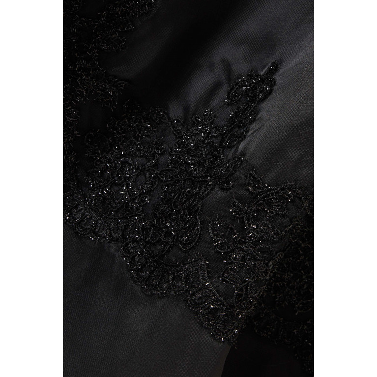 Gizia - Lace-embroidered Midi Skirt in Organza Black