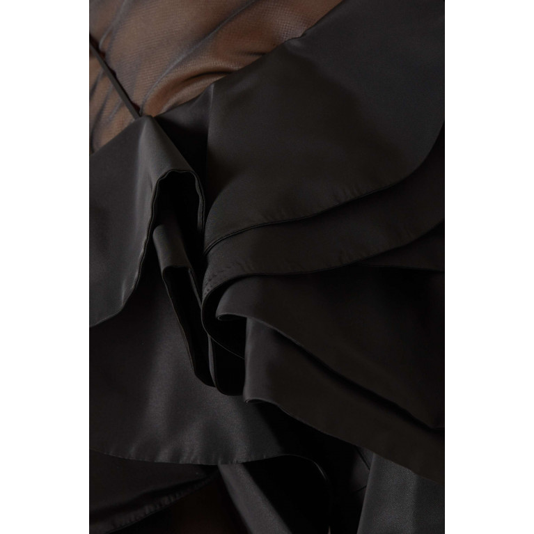 Gizia - Ruffled Maxi Dress in Taffeta & Organza