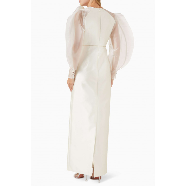 Gizia - Plissé-detailed Column Maxi Dress White