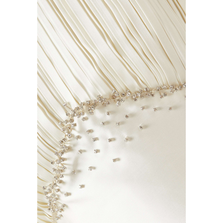 Gizia - Plissé-detailed Column Maxi Dress White