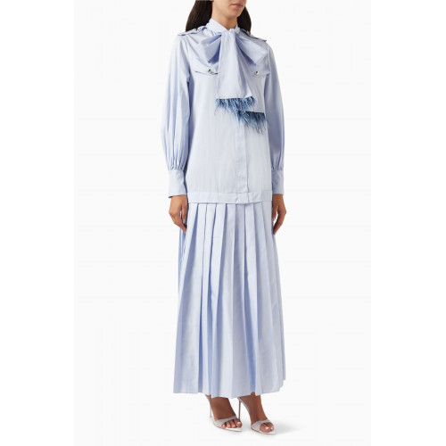 Gizia - Neck-sash Pleated Maxi Dress in Cotton-poplin