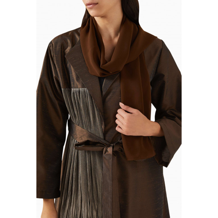 LAMMOUSH - Pleated Two-tone Abaya in Silk