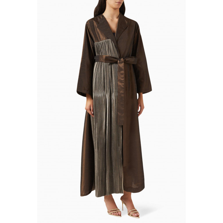 LAMMOUSH - Pleated Two-tone Abaya in Silk