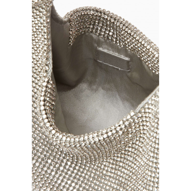 Kara - Mini Armpit Shoulder Bag in Crystal Mesh White