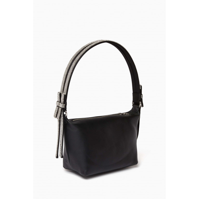 Kara - Crystal Bow Shoulder Bag in Lambskin Leather