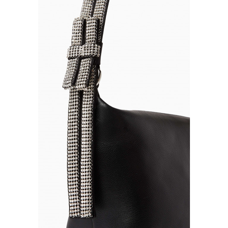 Kara - Crystal Bow Shoulder Bag in Lambskin Leather