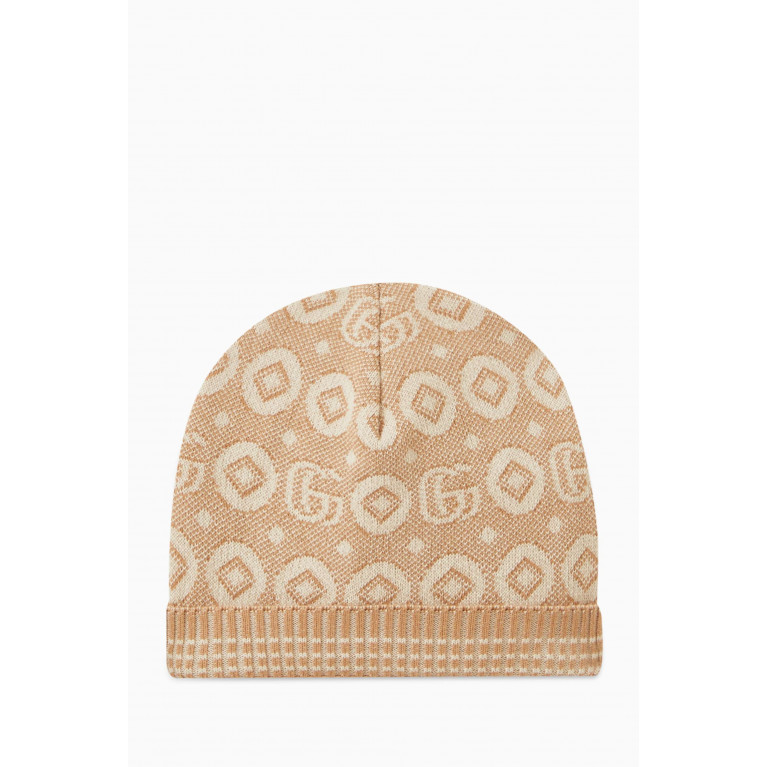 Gucci - Double G jacquard Beanie in Cotton Knit