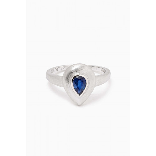 Maison H Jewels - Pear Blue Sapphire Pinky Ring in 18kt White Gold