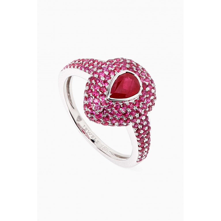 Maison H Jewels - Pinky Ruby MQ Ring in 18kt White Gold Pink