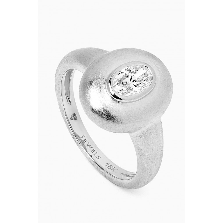 Maison H Jewels - Round Diamond Pinky Ring in 18kt White Gold Silver