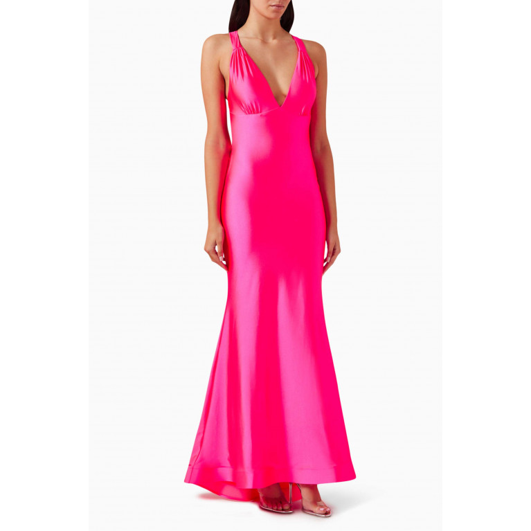 Nicole Bakti - Mermaid Backless Gown in Stretch Lycra