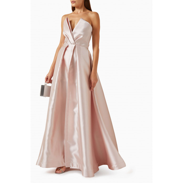 Nicole Bakti - Strapless High Low Gown in Satin
