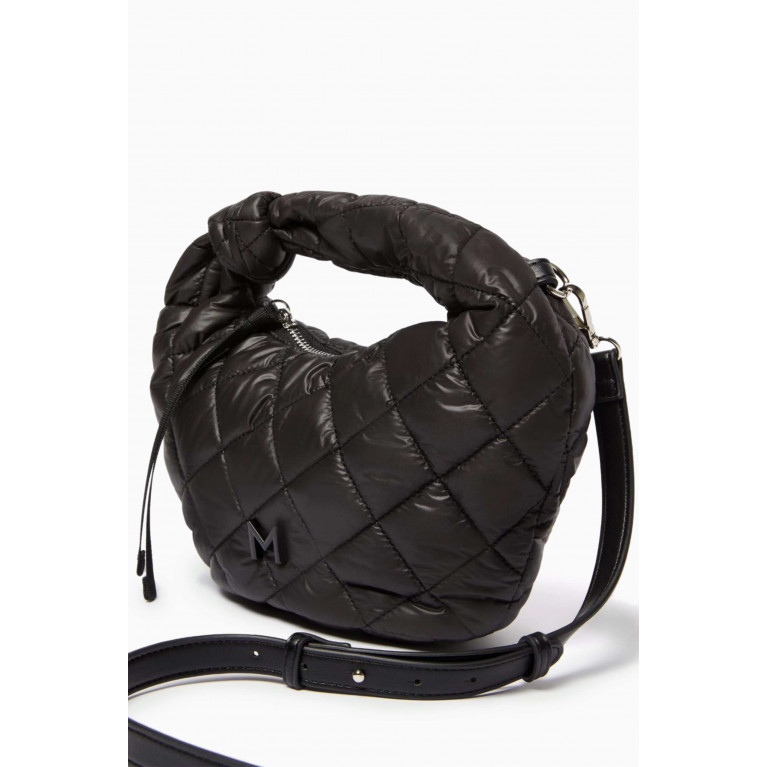 Marella - Small Polso Quilted Hobo Bag in Nylon Black