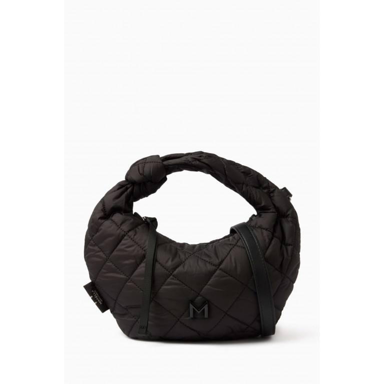 Marella - Small Polso Quilted Hobo Bag in Nylon Black