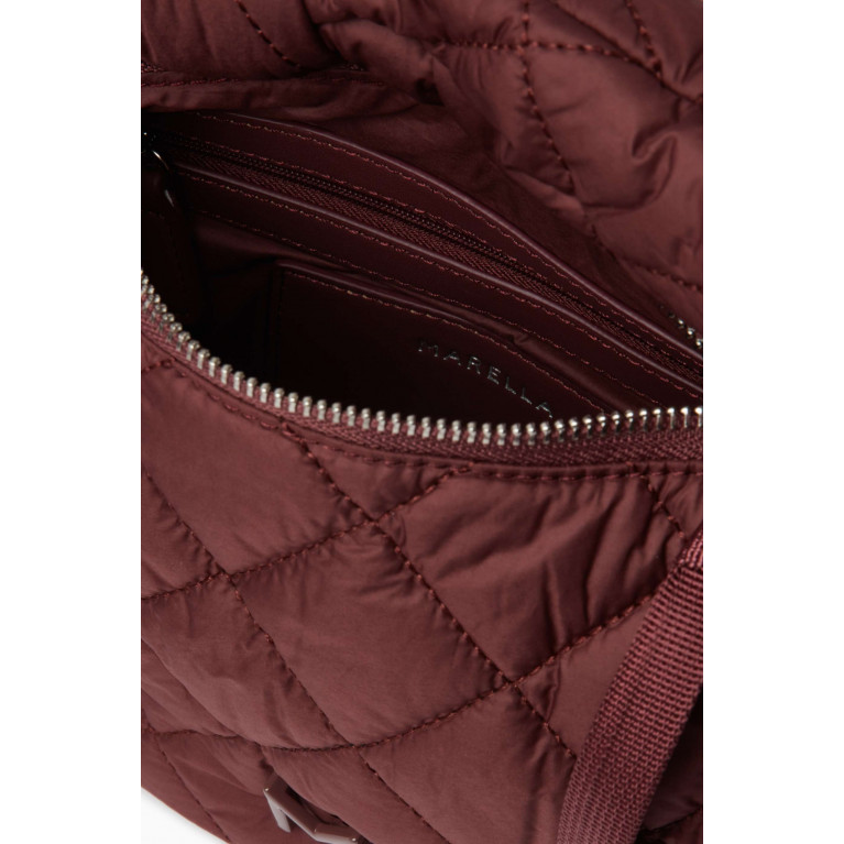 Marella - Small Polso Quilted Hobo Bag in Nylon Burgundy
