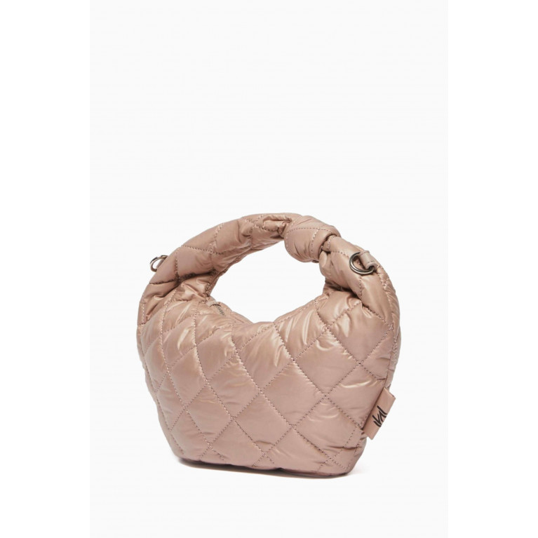 Marella - Small Polso Quilted Hobo Bag in Nylon Pink