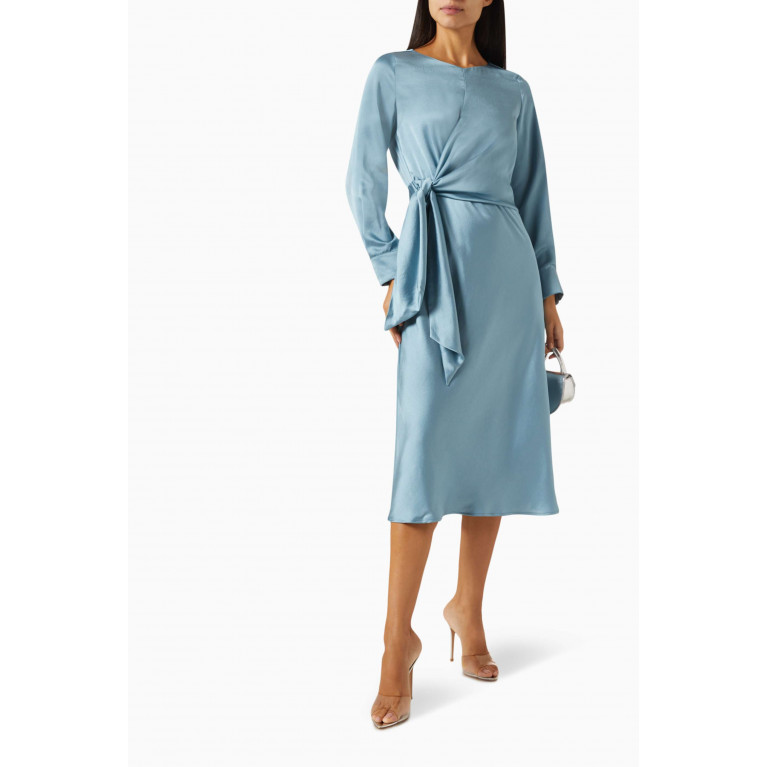 Marella - Sion Knotted Midi Dress in Satin Blue