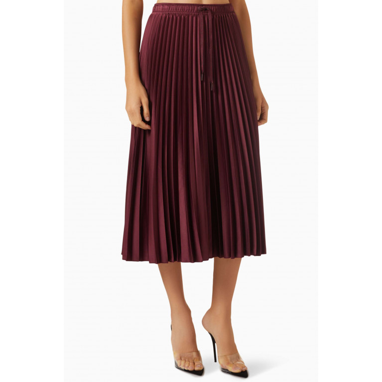 Marella - Immune Pleated Skirt in Satin Burgundy