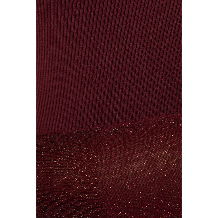 Marella - Moneta V-neck Sweater in Ribbed-knit Burgundy