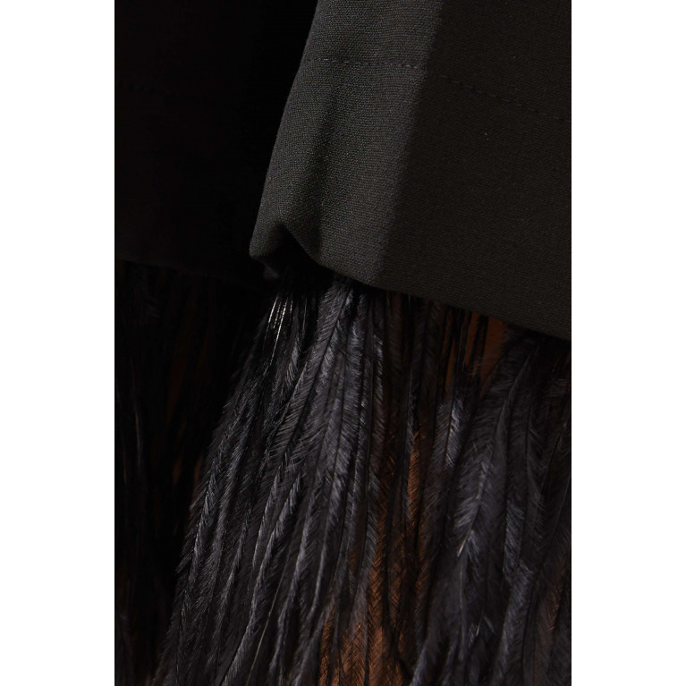 Marella - Edoardo Feather-trim Pants in Stretch-canvas Black