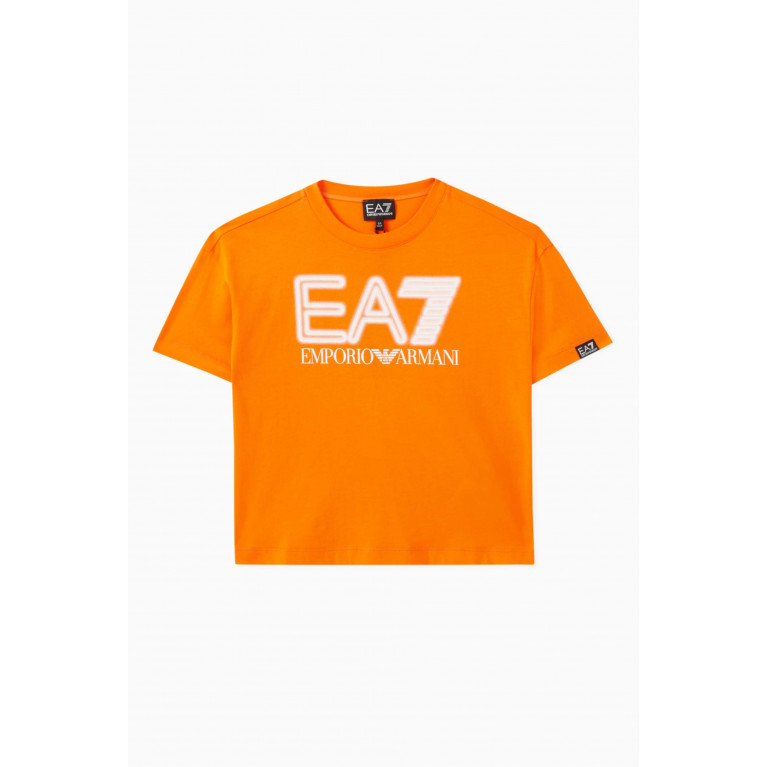 Emporio Armani - EA7 Macro Train Logo Series T-Shirt in Cotton Orange
