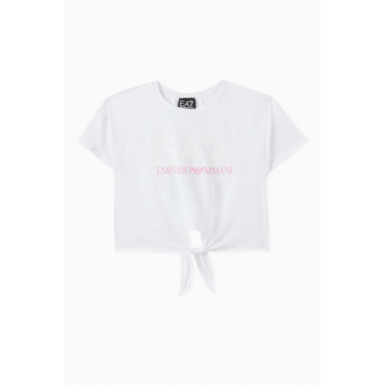Emporio Armani - Knot-detail T-shirt in Cotton White