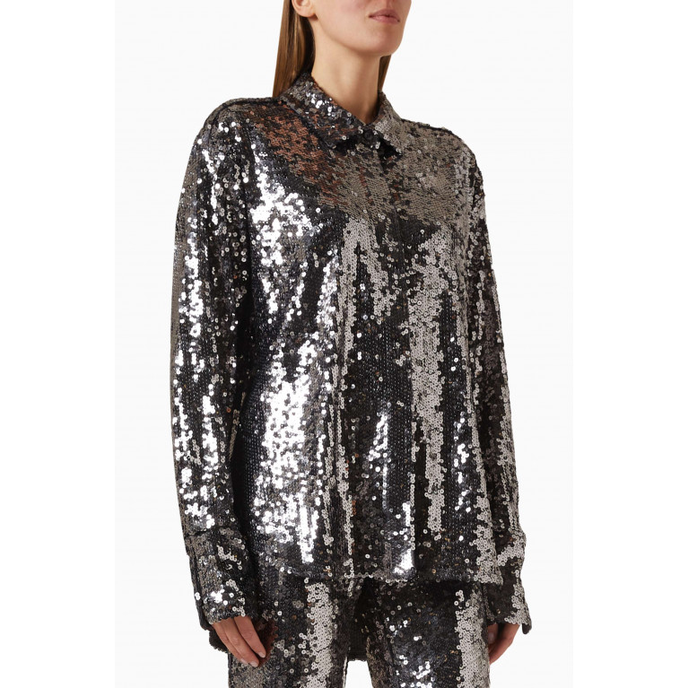 Good American - Party Shirt in Sequin Grey