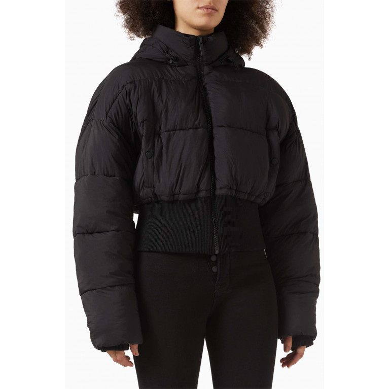 Good American - Cropped Hooded Puffer Jacket in Nylon