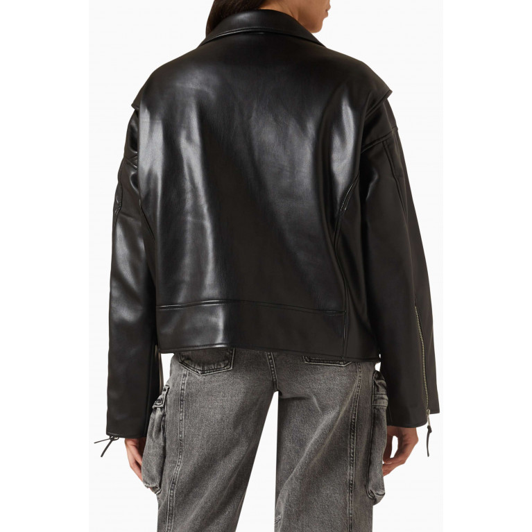 Good American - Oversized Moto Jacket in Faux Leather