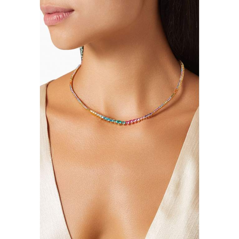 Crystal Haze - Tiara Crystal Tennis Necklace in 18kt Gold-plated Brass
