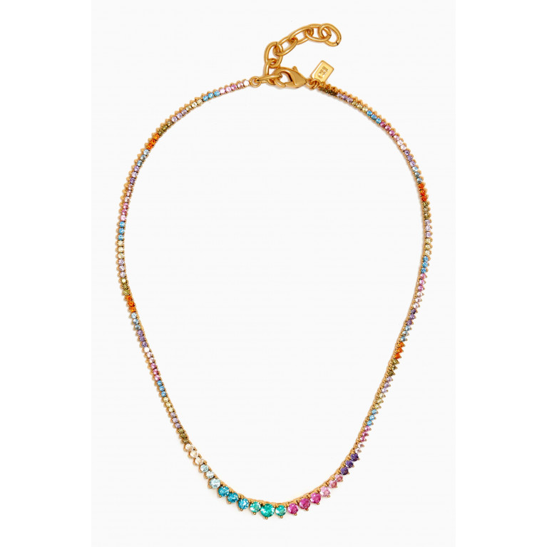 Crystal Haze - Tiara Crystal Tennis Necklace in 18kt Gold-plated Brass