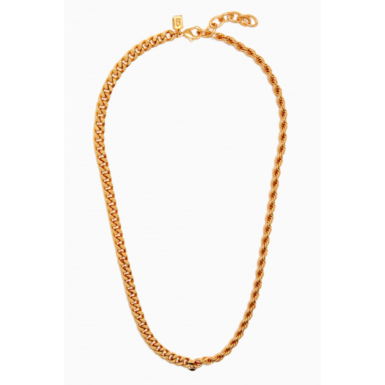 Crystal Haze - Pazzo Chain Mismatch Necklace in 18kt Gold-plated Brass