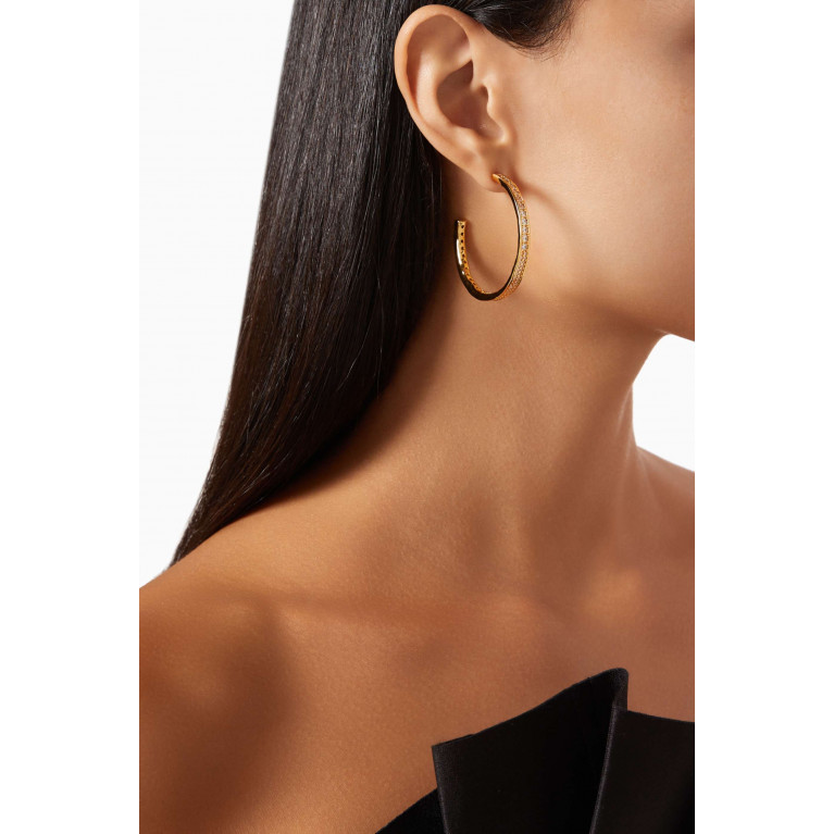 Crystal Haze - Large Afrodita Crystal Hoop Earrings in 18kt Gold-plated Brass