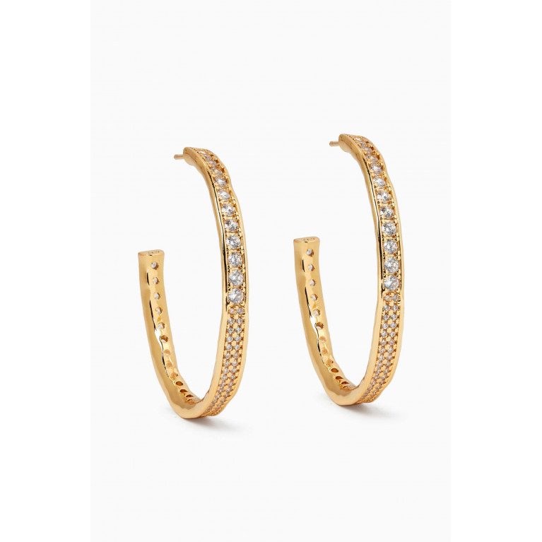 Crystal Haze - Large Afrodita Crystal Hoop Earrings in 18kt Gold-plated Brass