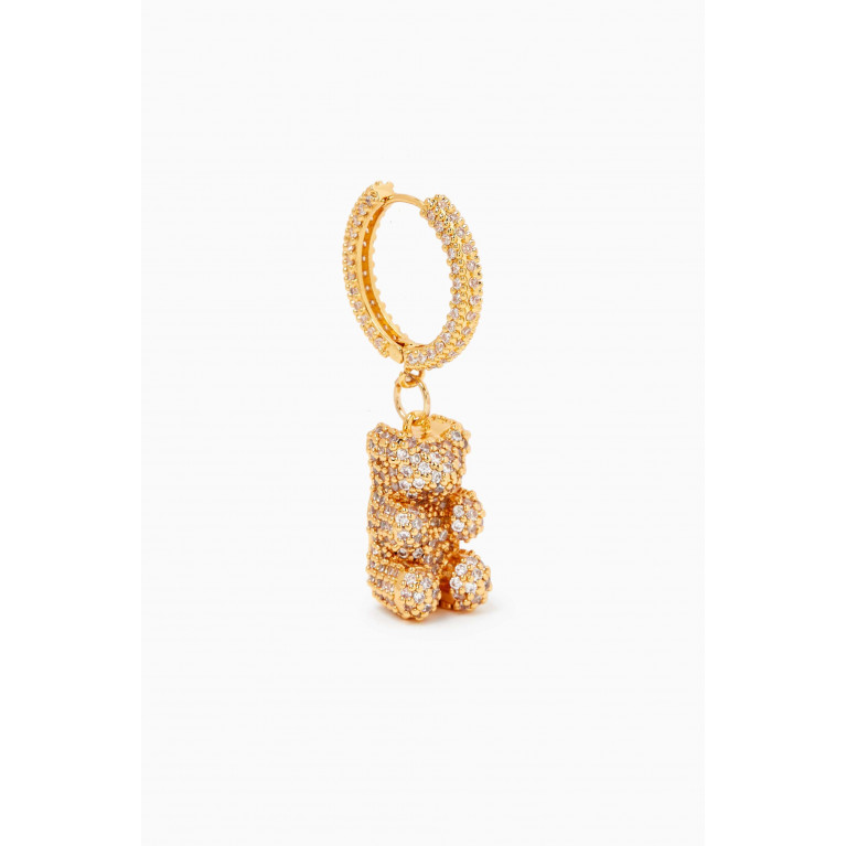 Crystal Haze - Mama Bear Pavé Single Earring in 18kt Gold-plated Brass