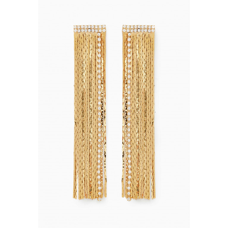 Crystal Haze - Behind The Blinds Fringe Drop Earrings in 18kt Gold-plated Brass