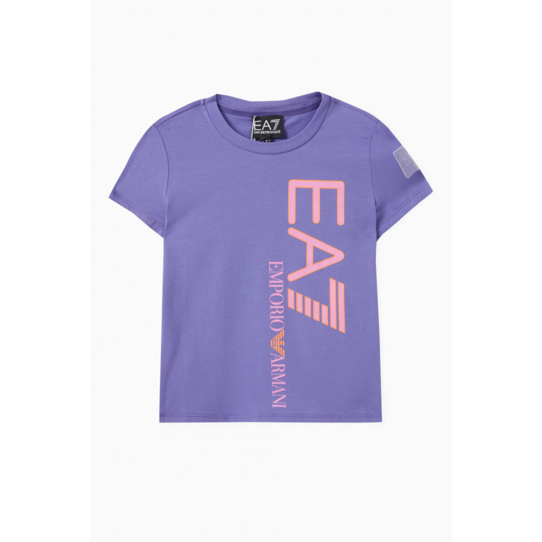 Emporio Armani - EA7 Train Colour Block Logo T-Shirt in Cotton Purple