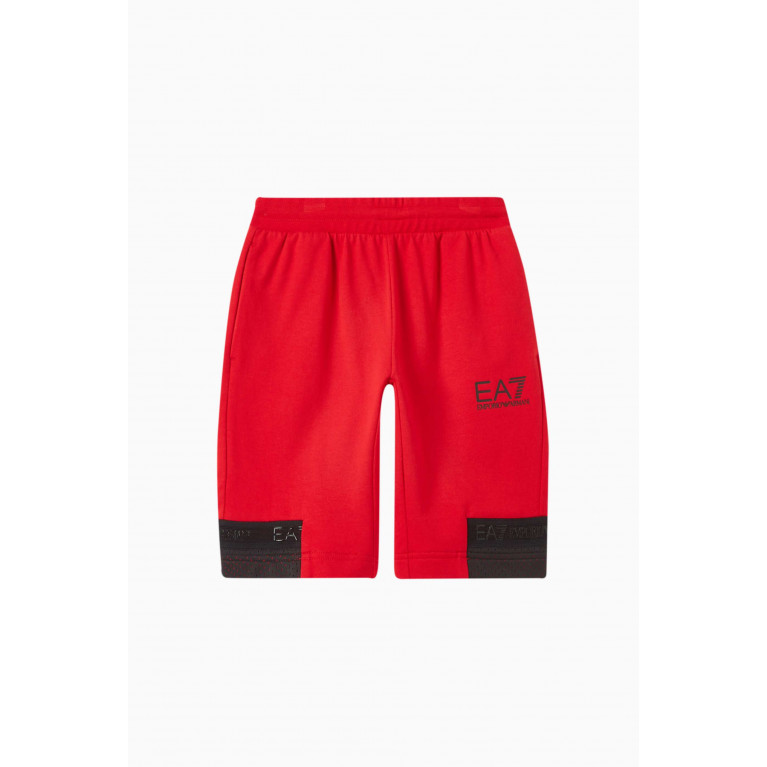 Emporio Armani - EA7 Logo Bermuda Shorts in Cotton Red