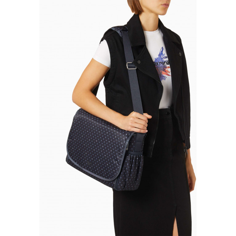 Emporio Armani - All-over Logo Diaper Bag in Nylon Blue