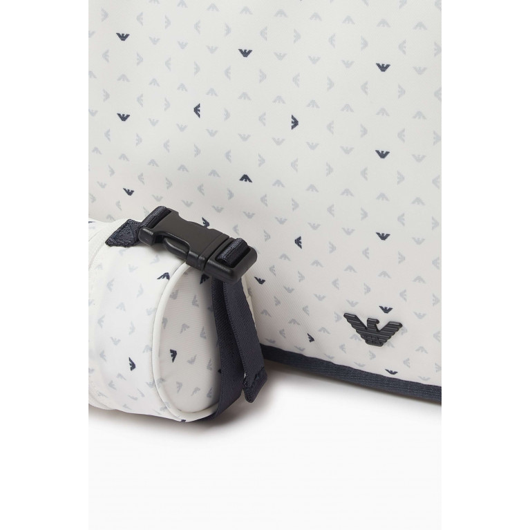 Emporio Armani - All-over Logo Diaper Bag in Nylon White
